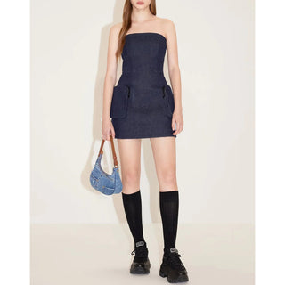 Vintage Tube Denim Suspender Dress