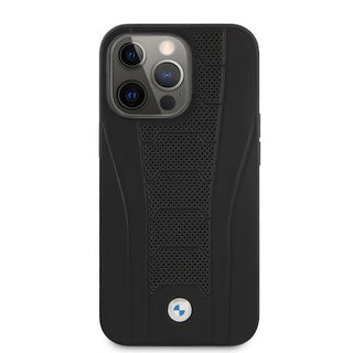 BMW Leather Hard Case Seat Pattern With Logo - iPhone 13 Pro