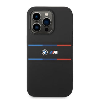 BMW M Collection Silicone iPhone 14 Pro Case Printed Tricolor Lines And Logo