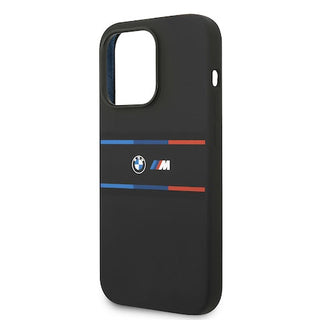 BMW M Collection Silicone iPhone 14 Pro Case Printed Tricolor Lines And Logo