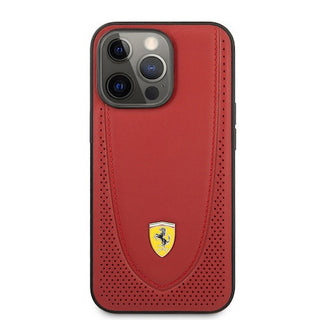 Ferrari Genuine Leather Hard Case With Curved Line Stitched And Perforated Leather - iPhone 13 Pro