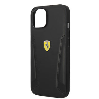 Ferrari Leather Case Hot Stamped Sides And Yellow Shield Logo  - iPhone 14