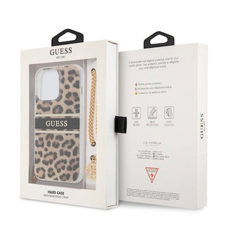 Guess Pc/Tpu Case Leopard Print And Stripe With Charm Chain - iPhone 13 Pro