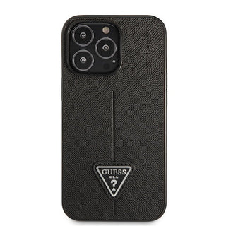 Guess Pc/Tpu Saffiano Case Hot Stamp Line And Metal Triangle Tone On Tone Logo - iPhone 13 Pro