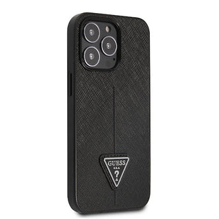 Guess Pc/Tpu Saffiano Case Hot Stamp Line And Metal Triangle Tone On Tone Logo - iPhone 13 Pro