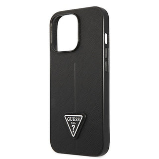 Guess Pc/Tpu Saffiano Case Hot Stamp Line And Metal Triangle Tone On Tone Logo - iPhone 13 Pro