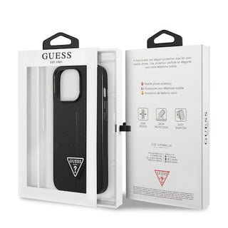 Guess Pc/Tpu Saffiano Case Hot Stamp Line And Metal Triangle Tone On Tone Logo - iPhone 13 Pro