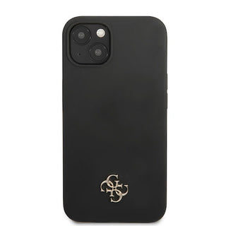 Guess Liquid Silicone Case Metal 4G Logo Black - iPhone 13