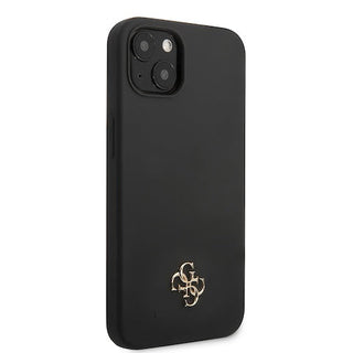 Guess Liquid Silicone Case Metal 4G Logo Black - iPhone 13