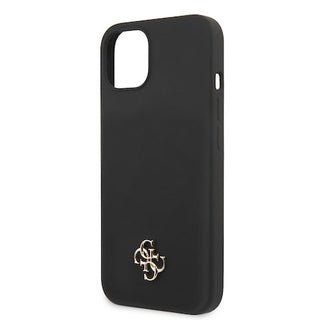 Guess Liquid Silicone Case Metal 4G Logo Black - iPhone 13