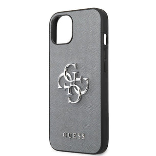 Guess Pu Saffiano Case With Big 4G Silver Logo - iPhone 13