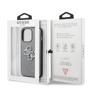 Guess Pu Saffiano Case With Big 4G Silver Logo - iPhone 13