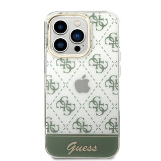 Guess Iml Case Electroplated 4G Pattern Bottom Stripe Script Logo - iPhone 14 Pro