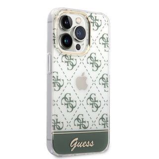 Guess Iml Case Electroplated 4G Pattern Bottom Stripe Script Logo - iPhone 14 Pro