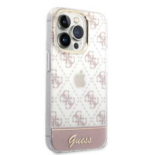 Guess Iml Case Electroplated 4G Pattern Bottom Stripe Script Logo - iPhone 14 Pro