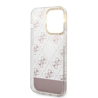 Guess Iml Case Electroplated 4G Pattern Bottom Stripe Script Logo - iPhone 14 Pro