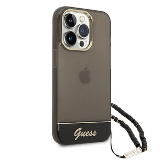 Guess Pc/Tpu Iml Case Double Layer Electroplated Camera Outline Translucent With Strap - iPhone 14 Pro