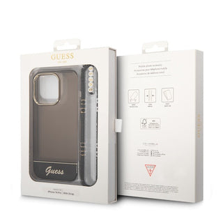 Guess Pc/Tpu Iml Case Double Layer Electroplated Camera Outline Translucent With Strap - iPhone 14 Pro