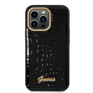 Guess Pu Croco Case With Metal Camera Outline - iPhone 14 Pro