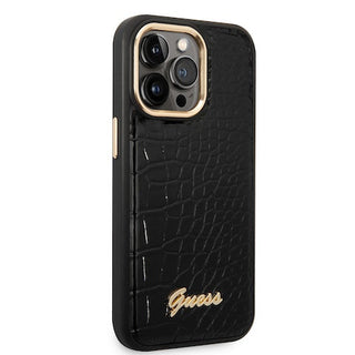 Guess Pu Croco Case With Metal Camera Outline - iPhone 14 Pro