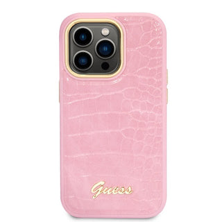 Guess Pu Croco Case With Metal Camera Outline - iPhone 14 Pro