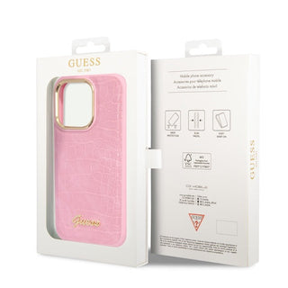 Guess Pu Croco Case With Metal Camera Outline - iPhone 14 Pro