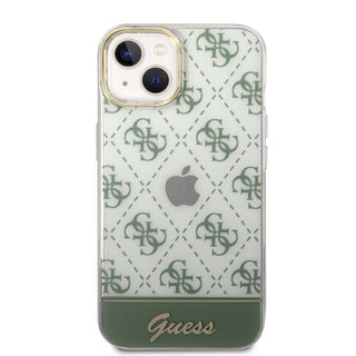 Guess Iml Case Electroplated 4G Pattern Bottom Stripe Script Logo - iPhone 14 Plus