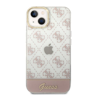 Guess Iml Case Electroplated 4G Pattern Bottom Stripe Script Logo - iPhone 14 Plus