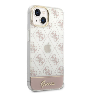 Guess Iml Case Electroplated 4G Pattern Bottom Stripe Script Logo - iPhone 14 Plus