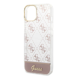 Guess Iml Case Electroplated 4G Pattern Bottom Stripe Script Logo - iPhone 14 Plus