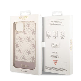 Guess Iml Case Electroplated 4G Pattern Bottom Stripe Script Logo - iPhone 14 Plus