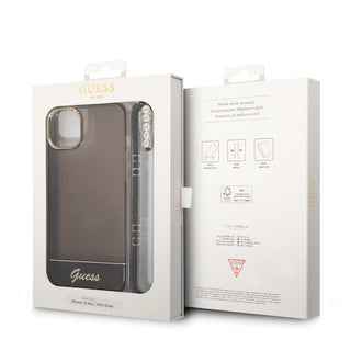 Guess Pc/Tpu Iml Case Double Layer Electroplated Camera Outline Translucent With Strap - iPhone 14 Plus