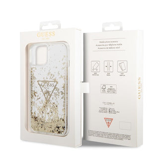 Guess Liquid Glitter Case Triangle Logo Transparent - iPhone 14 Plus