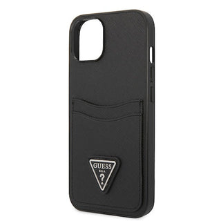 Guess Pu Saffiano Case Double Cardslot Metal Triangle Logo - iPhone 14