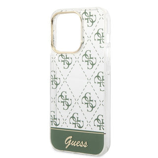 Guess Iml Case Electroplated 4G Pattern Bottom Stripe Script Logo - iPhone 14 Pro Max