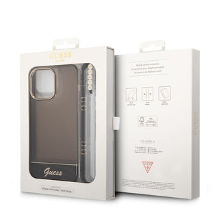 Guess Pc/Tpu Iml Case Double Layer Electroplated Camera Outline Translucent With Strap - iPhone 14 Pro Max