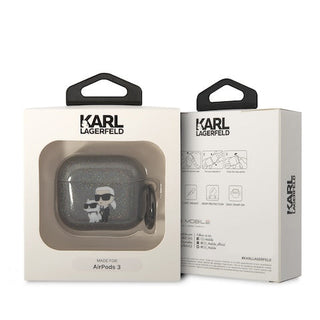 Karl Lagerfeld Tpu Glitter Airpods Case Cover With Ring Nft Karl & Choupette Logo - Airpods 3