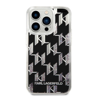 Karl Lagerfeld Liquid Glitter Case Monogram Pattern Multicolor Glitter - iPhone 14 Pro