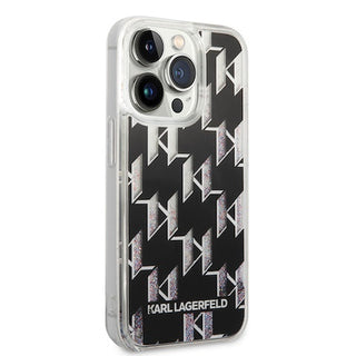 Karl Lagerfeld Liquid Glitter Case Monogram Pattern Multicolor Glitter - iPhone 14 Pro