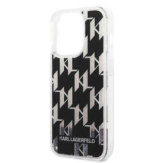 Karl Lagerfeld Liquid Glitter Case Monogram Pattern Multicolor Glitter - iPhone 14 Pro