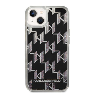 Karl Lagerfeld Liquid Glitter Case Monogram Pattern Multicolor Glitter - iPhone 14