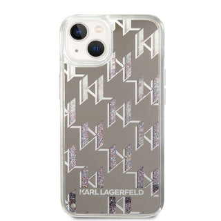 Karl Lagerfeld Liquid Glitter Case Monogram Pattern Multicolor Glitter - iPhone 14