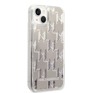 Karl Lagerfeld Liquid Glitter Case Monogram Pattern Multicolor Glitter - iPhone 14