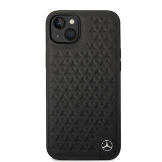 Mercedes Genuine Leather Case Star Pattern - iPhone 14 Plus