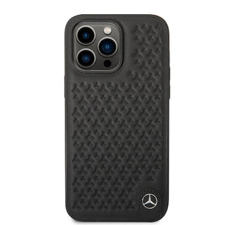 Mercedes Genuine Leather Case Star Pattern - iPhone 14 Pro Max