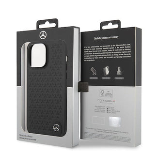 Mercedes Genuine Leather Case Star Pattern - iPhone 14 Pro Max